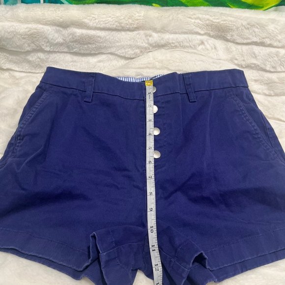Cynthia Rowley 6 Dark Blue Chino High Waist Snap Close Casual Summer Shorts - Picture 7 of 9